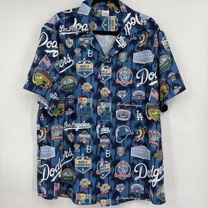Los Angeles Dodger Blue Stadium 60th Anniversary Luau Night Hawaiian Shirt Large